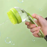 1Pc Pet Bath Brush Soft Silicone Long Handle with Shampoo Dispenser Gentle Massage for Grooming and Cleaning Fur and Hair