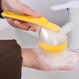 1Pc Pet Bath Brush Soft Silicone Long Handle with Shampoo Dispenser Gentle Massage for Grooming and Cleaning Fur and Hair