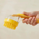 1Pc Pet Bath Brush Soft Silicone Long Handle with Shampoo Dispenser Gentle Massage for Grooming and Cleaning Fur and Hair